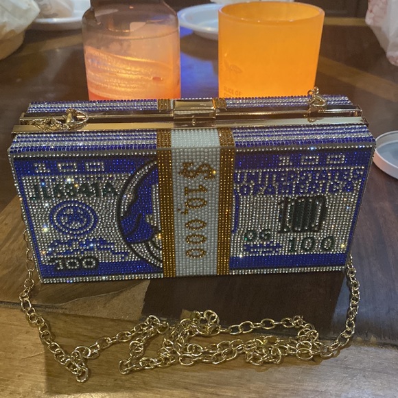 Money Rhinestone Clutch-Bag - Picture 1 of 5